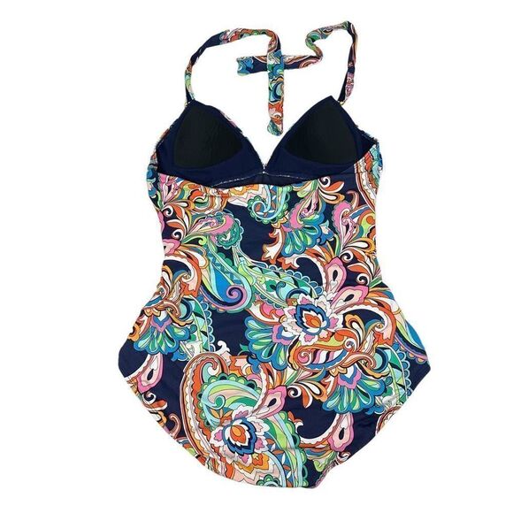 Tommy Bahama Mare Paisley Halter One-Piece Swimsuit size 10 - Picture 3 of 10